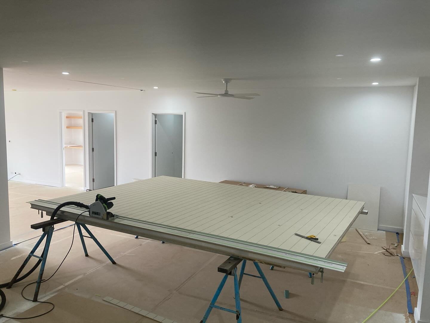 Interior renovation in progress with new wall linings