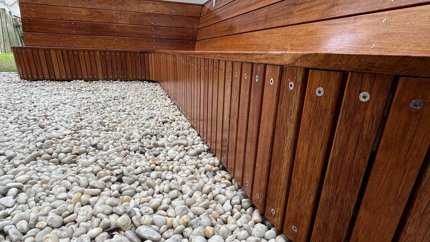 Merbau bench seat with timber cladding