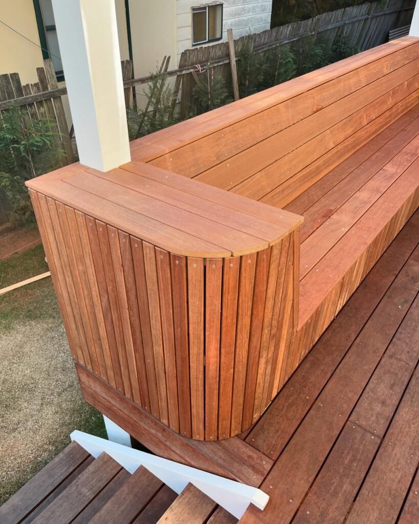 Merbau bench seat corner detail